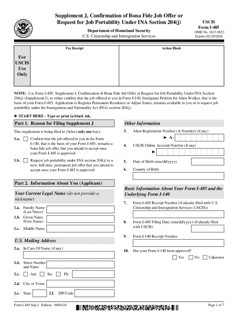  Form I 485, Confirmation of Bona Fide Job Offer or 2024