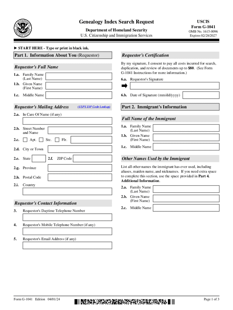  G 1041Genealogy Index Search Request 2024