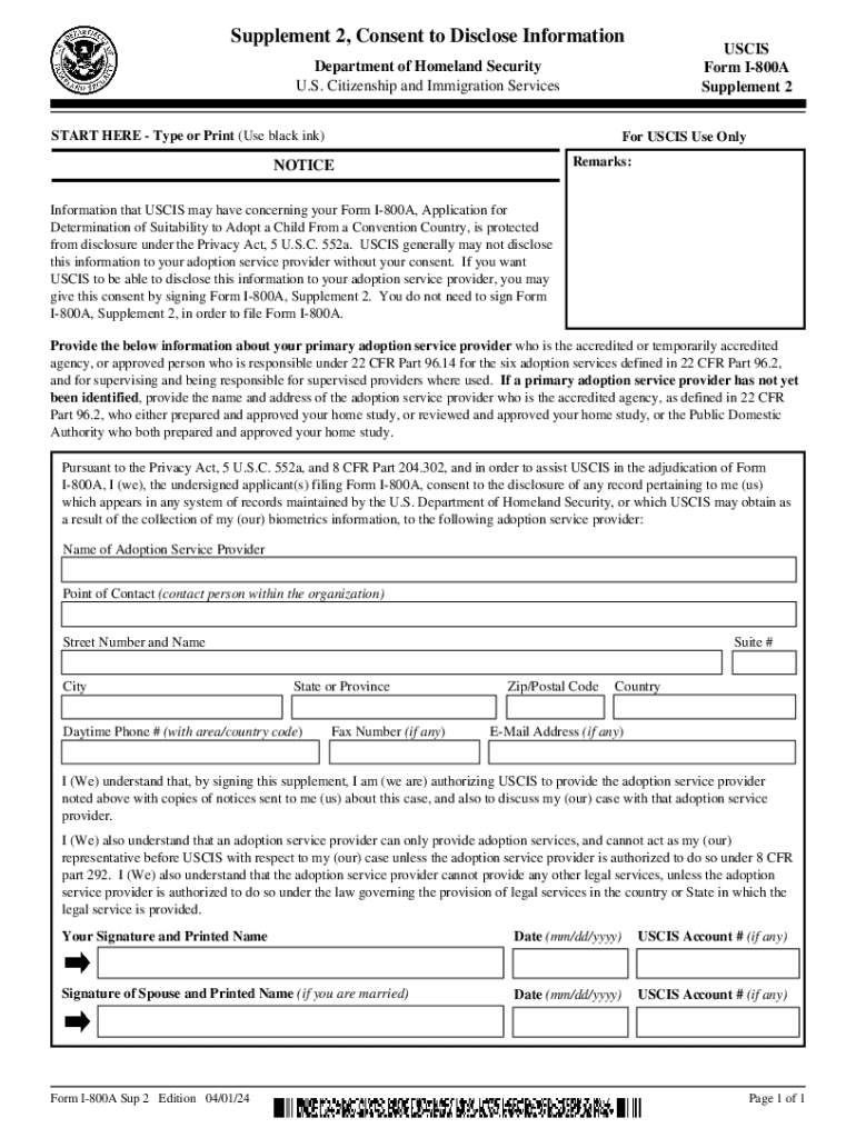 Form I 800A, Instructions for Application for Determination