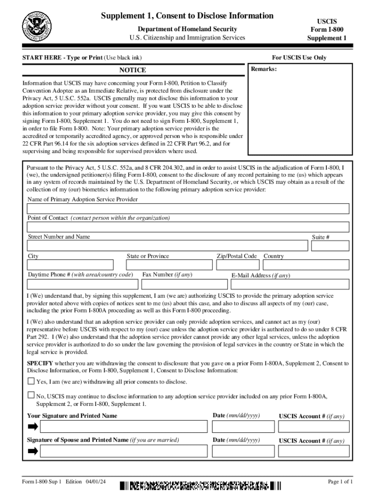 Instructions for Form I 800A, Application for Determination