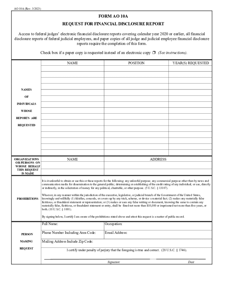 US Federal Financial Disclosure Report Request Form