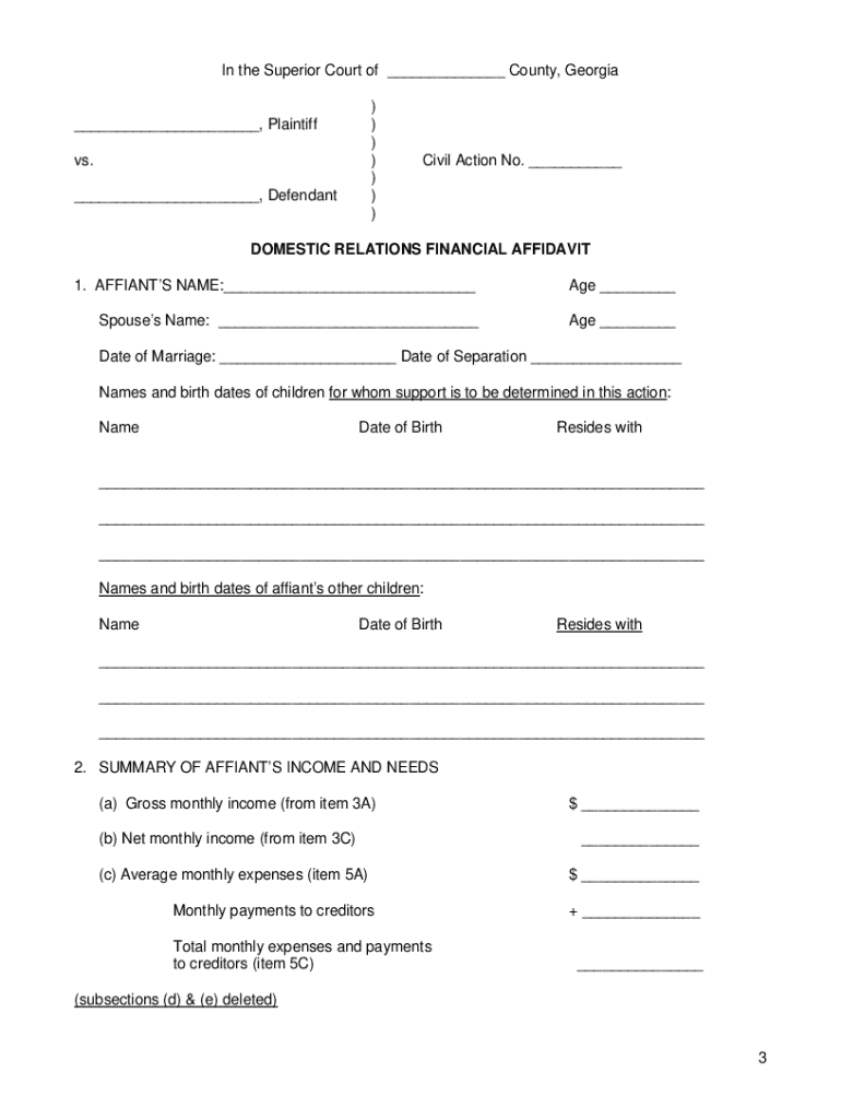 Printable Financial Affidavit Form Fill Online, Printable