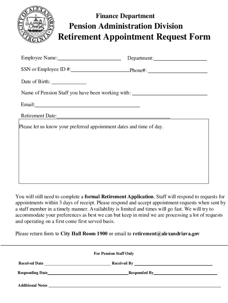 Retirement Appointment Form Updated