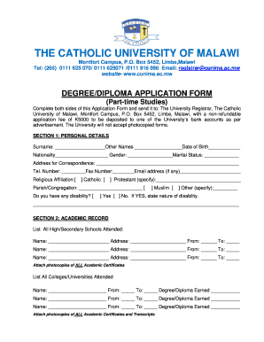 Dmi University Malawi Tuition Fees  Form