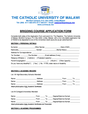 Cunima Application Form