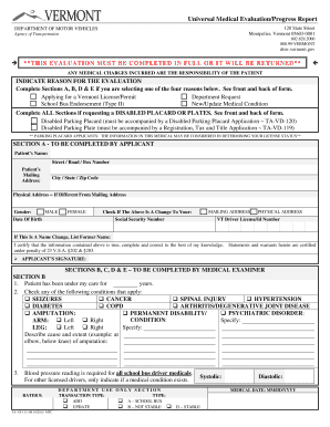 Vermont Dmv Medical Form Ta Vs 113