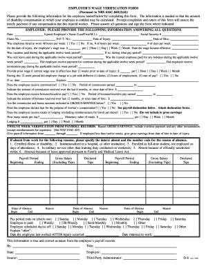 Wage Verification Form