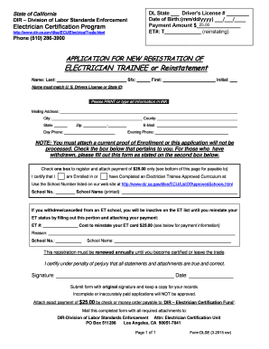  Application for New Registration of Electrician Trainee Dir Ca 2015