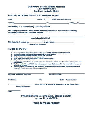 Kentucky Crossbow Permit  Form