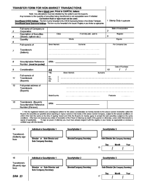 Transfer Form for Non Market Transactions