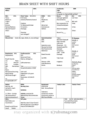 Brain Sheet with Shift Hours  Form