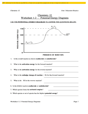 Potential Energy Diagram Worksheet  Form