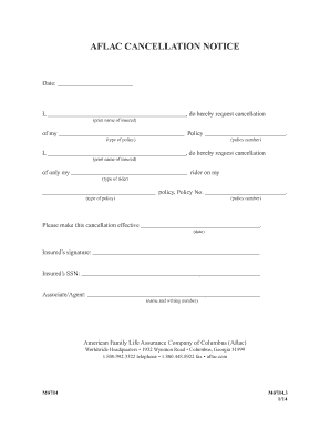 Aflac Cancellation Form