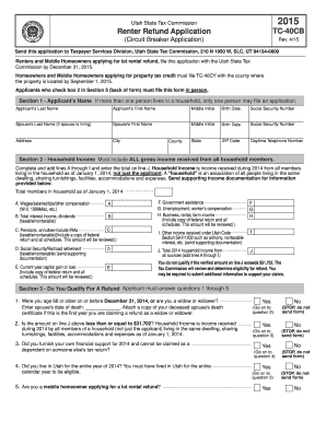 TC 40CB, Renter Refund Application Forms & Publications Tax Utah