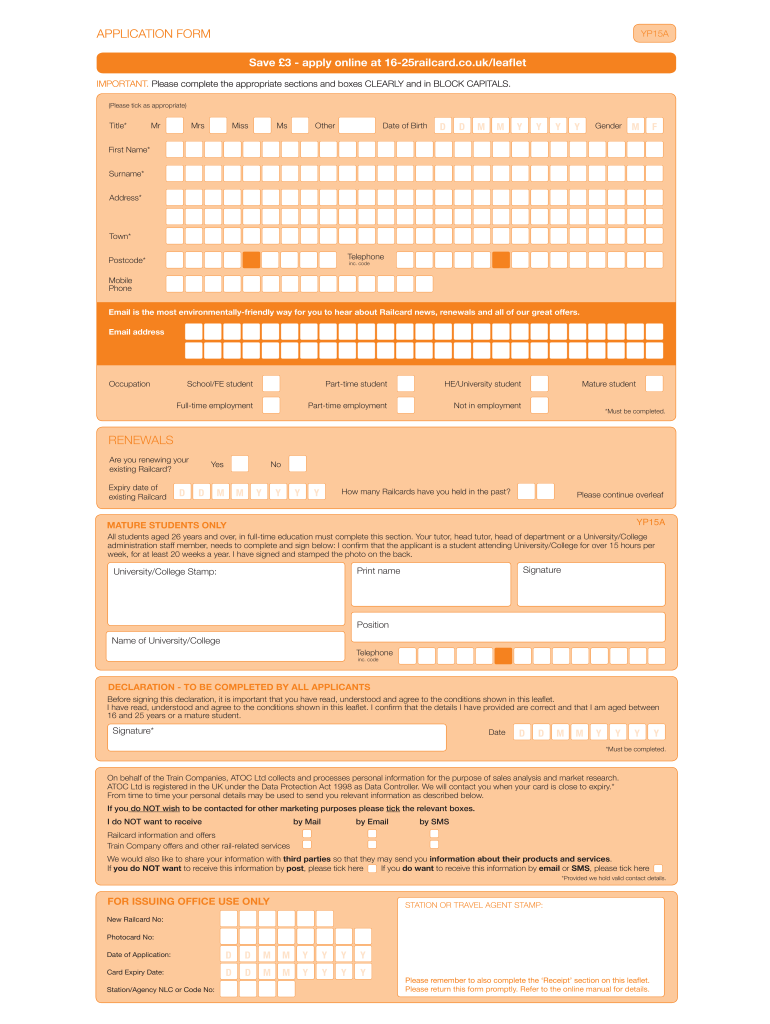 Student Railcard 16 25 Application Form