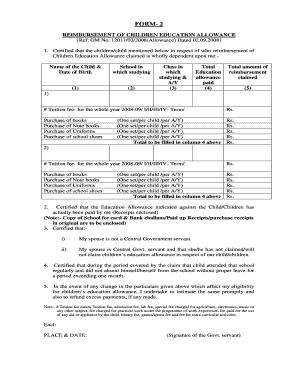 Children Education Allowance  Form