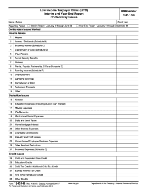  Form 13424 B Rev 4 Low Income Taxpayer Clinic LITC Interim and Year End Report Controversy Issues Irs 2012