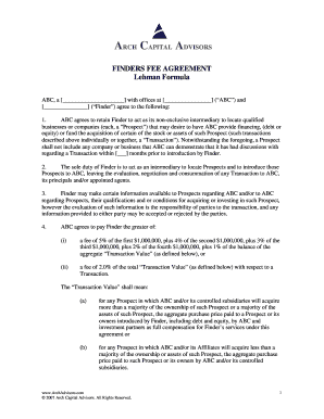 Lehman Formula Finders Fee Agreement