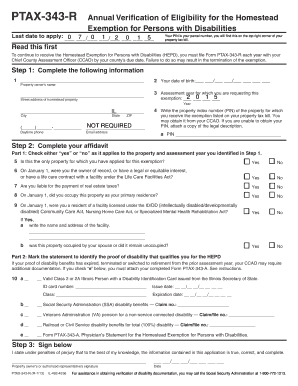  PTAX 343 R Annual Verification of Eligibility for St Clair County Co St Clair Il 2013