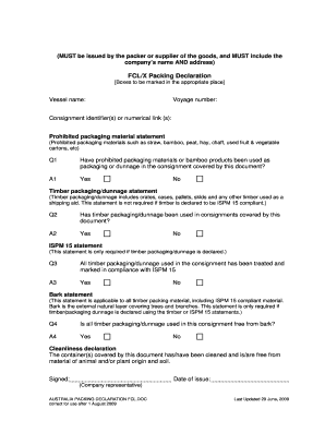 Packing Declaration  Form