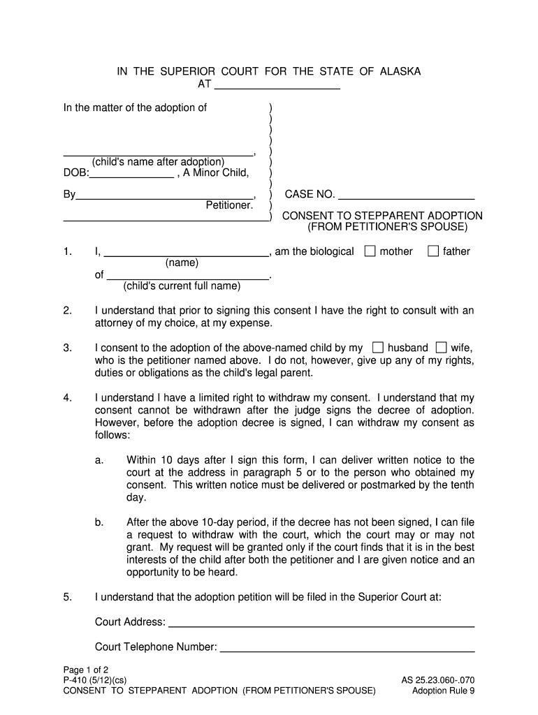 P 410 Consent to Stepparent Adoption from Petitioners Spouse5  Form