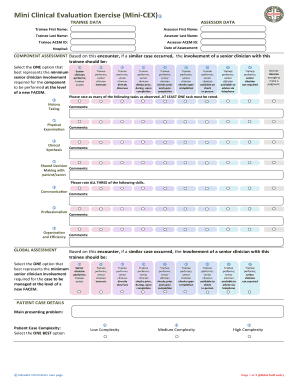 Mini Clinical Evaluation Exercise Rating Form Advanced Training