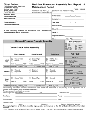 Backflow Paperwork  Form