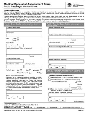  Driver Assessment Form 2014