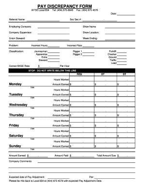 Pay Discrepancy Form