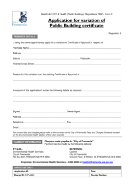 Application for Variation of Public Building City of Fremantle  Form