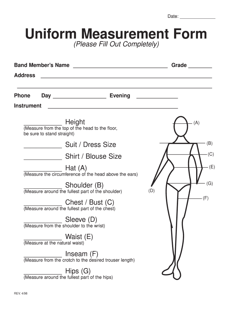 Printable Suit Measurements Template