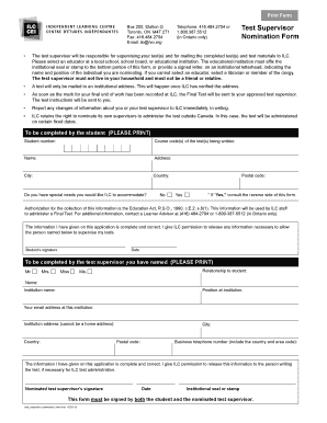 How to Nominate a Test Supervisor for Final Test Tvo Ilc  Form