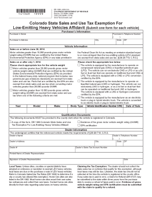 Colorado State Sales and Use Tax Exemption for Low Emitting Colorado  Form
