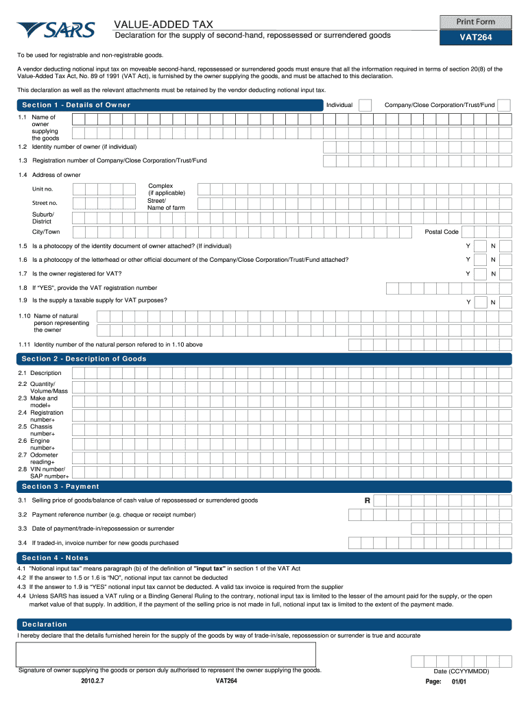 Vat 264  Form