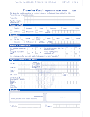  Form TC 01 Sars 2011-2024