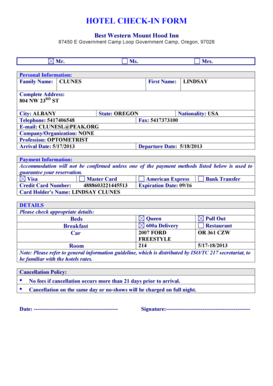 Check in Form