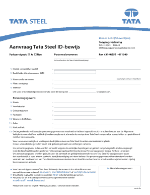 Tata Steel Pas Verlengen  Form