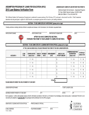  Loan Balance Verification Form Csac Ca 2015