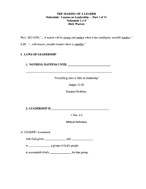 The MAKING of a LEADER Nehemiah Lessons on Leadership  Form