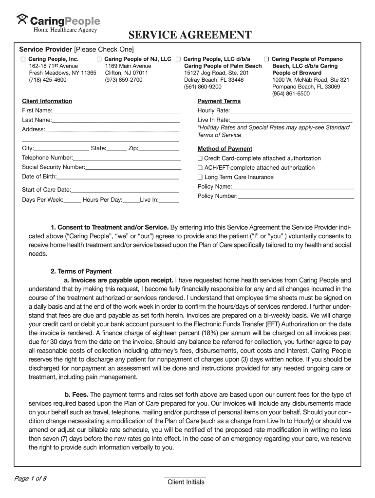 Home Care Service Contracts Samples  Form