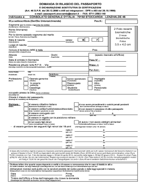 Consolato Stoccarda Passaporto  Form