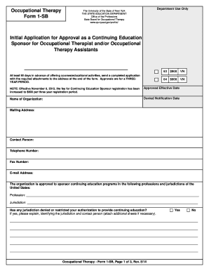 Ce Sponsorship Approval Occupational Therapy Form 1sb August Op Nysed