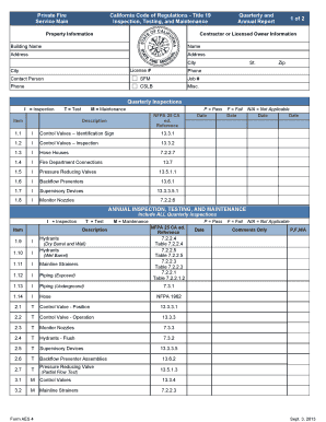 Microsoft InfoPath NFPA 25 Form AES 4 Private Fire Service Ma Osfm Fire Ca