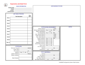 Job Detail Form PDF the Ergonomics Center of North Carolina