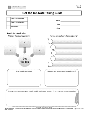 Get the Job Note Taking Guide Answer Key  Form