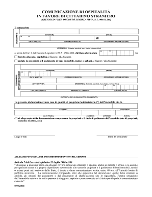 COMUNICAZIONE DI OSPITALIT EO DI ASSUNZIONE Acli Milano Aclimilano  Form