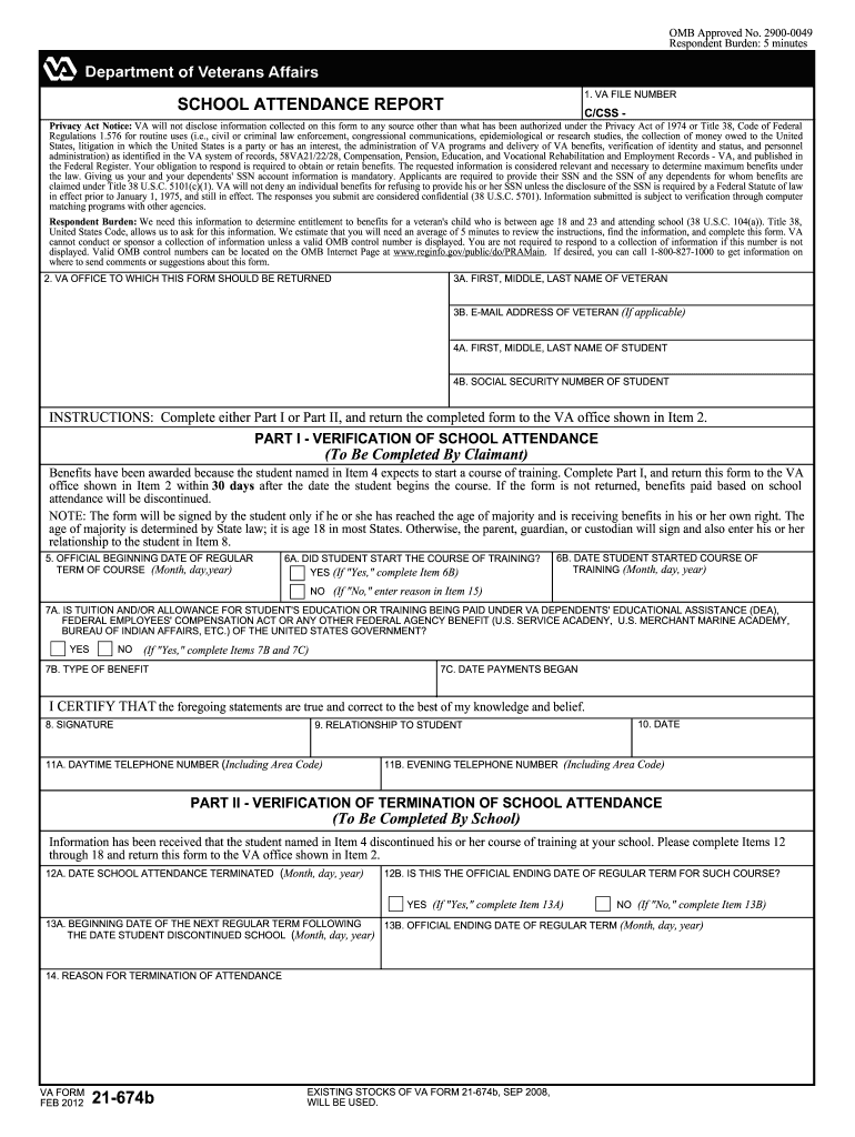  Va Form 21 674b 2012