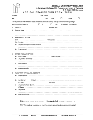 Jordan University Doctor Medical Certificate Form