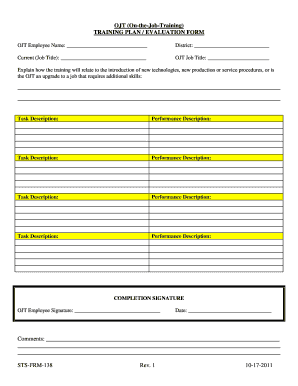 Ojt Training Plan  Form