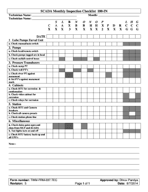 Scada Maintenance Checklist  Form
